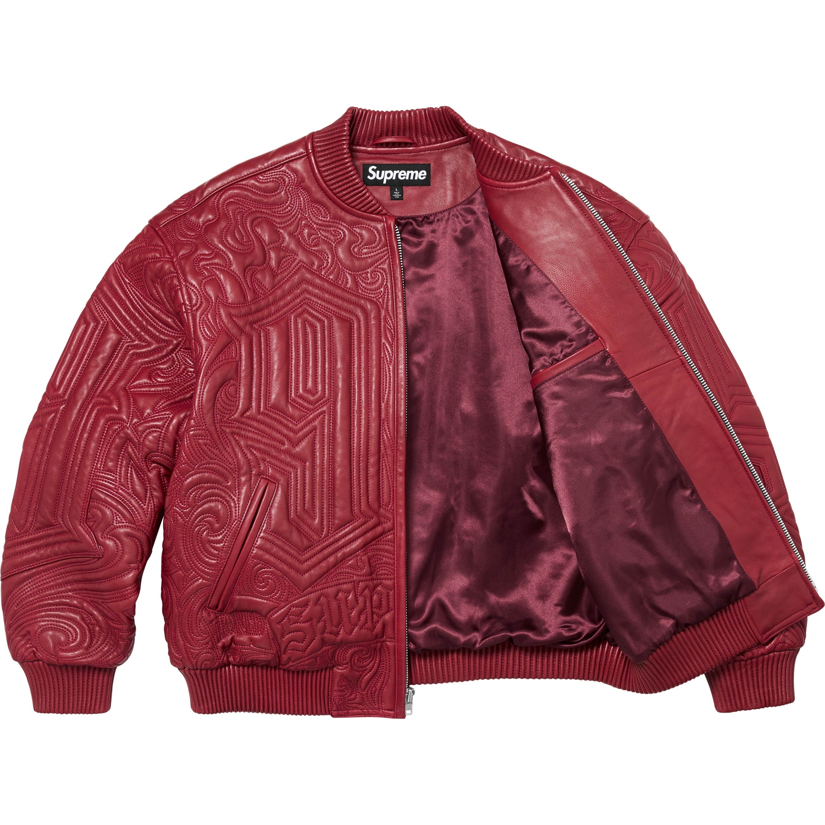 Mister Cartoon Embroidered Leather Jacket view 3